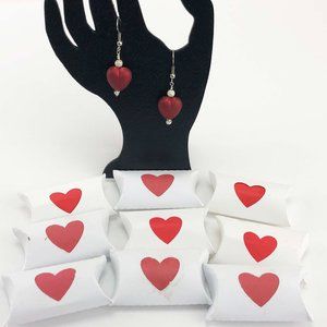 10 pair of Satin Heart Earrings with Heart Pocket Package for Valentines Love